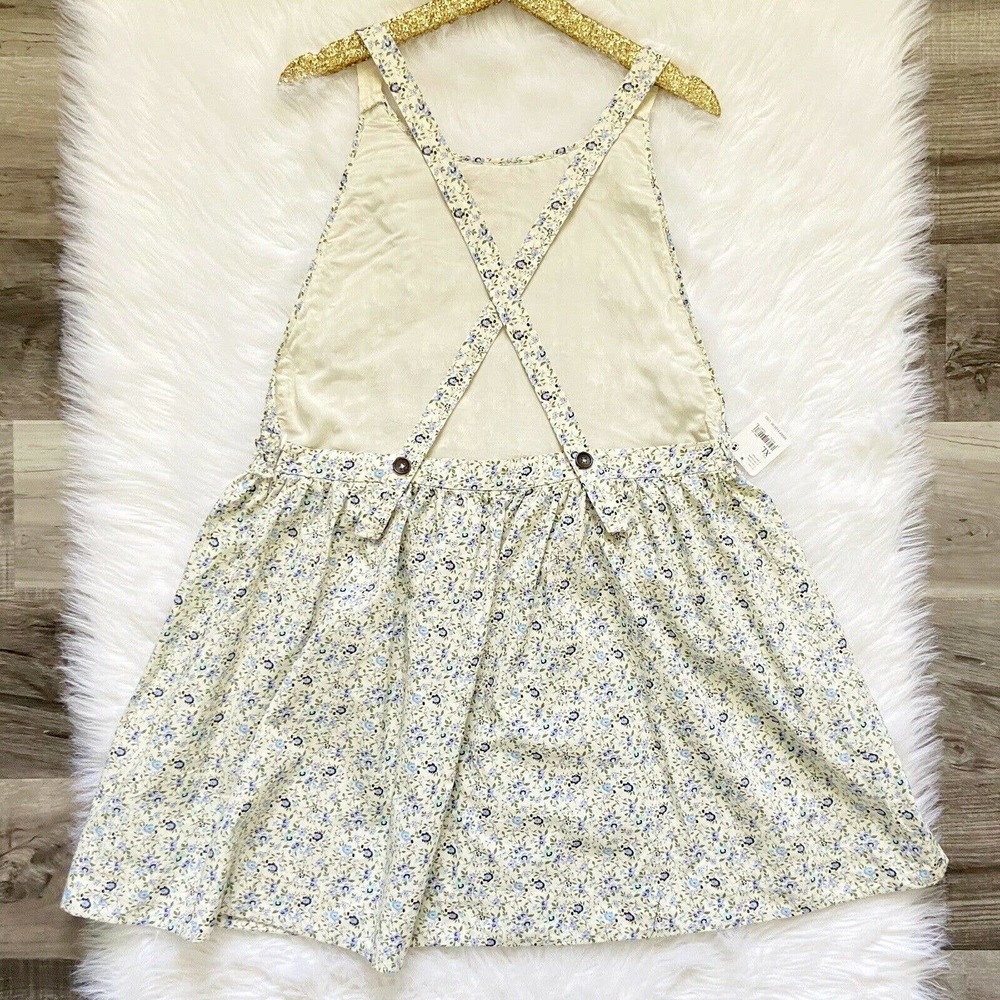 Free People Petunia Mini Dress Tea Combo Ivory Blue Floral Smocked XL New $128 - Picture 9 of 12